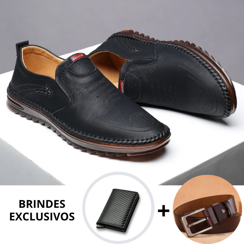 Mocassim de Couro Confort + Brinde