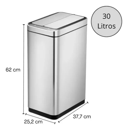 Lixeira 30 Litros Lixeira Automática Inox Resistente Oferta